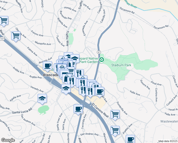 map of restaurants, bars, coffee shops, grocery stores, and more near in Atascadero