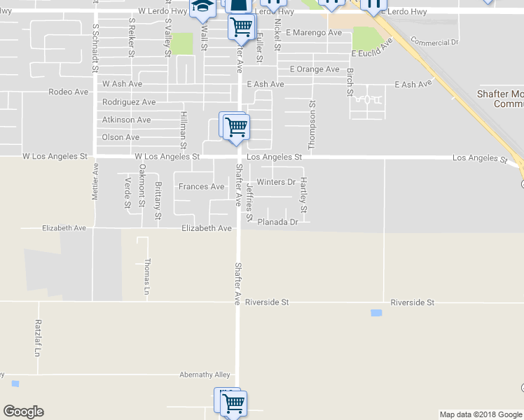 map of restaurants, bars, coffee shops, grocery stores, and more near 905 Kelsey Court in Shafter