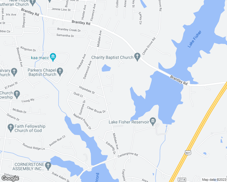 map of restaurants, bars, coffee shops, grocery stores, and more near 210 Forest Pond Road in Kannapolis