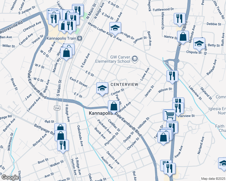 map of restaurants, bars, coffee shops, grocery stores, and more near in Kannapolis