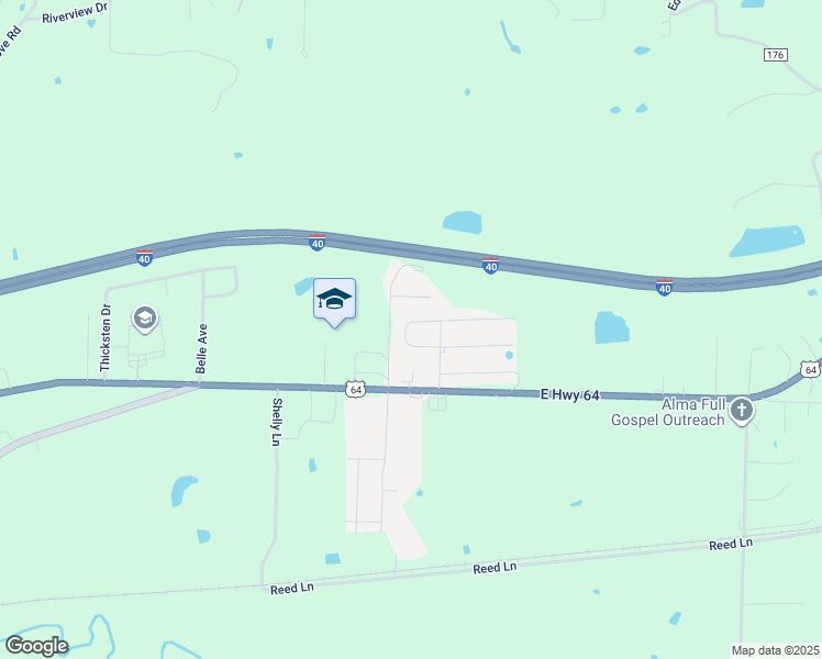 map of restaurants, bars, coffee shops, grocery stores, and more near 1715 Wilder Lane in Alma