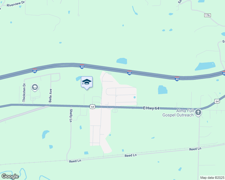 map of restaurants, bars, coffee shops, grocery stores, and more near 1829 Ingalls Lane in Alma