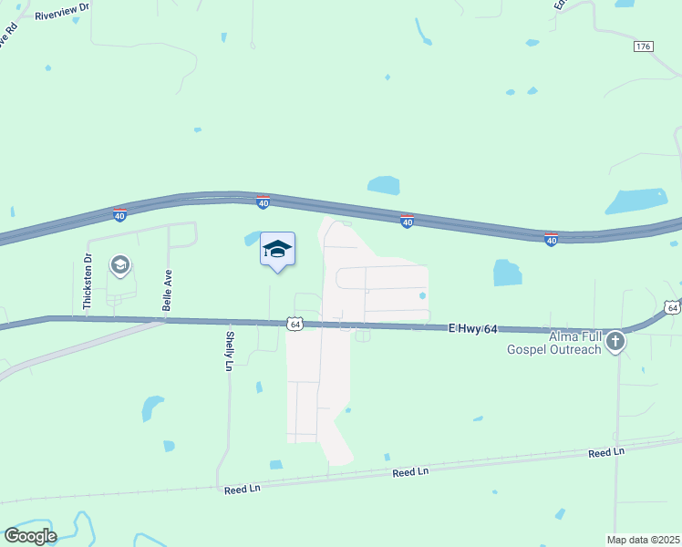 map of restaurants, bars, coffee shops, grocery stores, and more near 1715 Wilder Lane in Alma