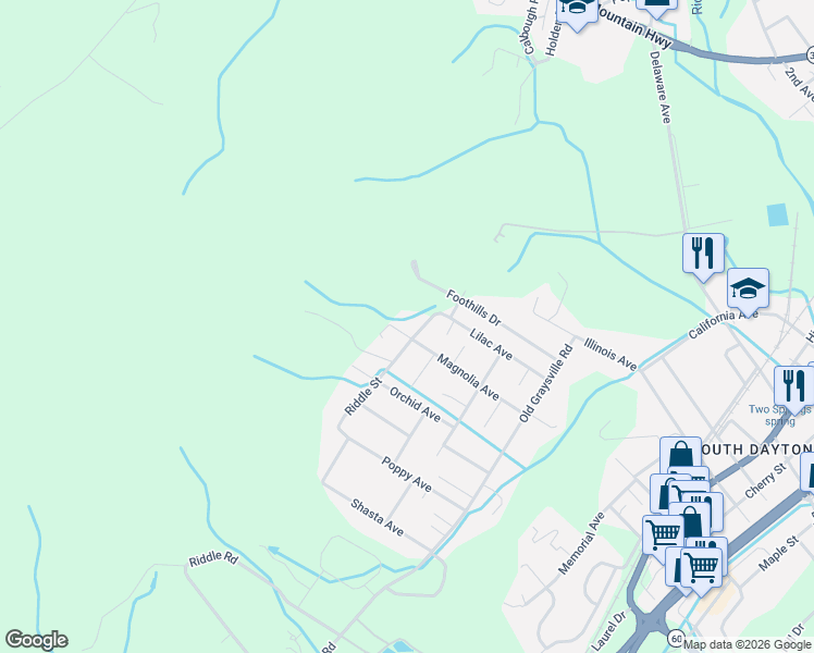 map of restaurants, bars, coffee shops, grocery stores, and more near 401-431 Magnolia Ave in Dayton