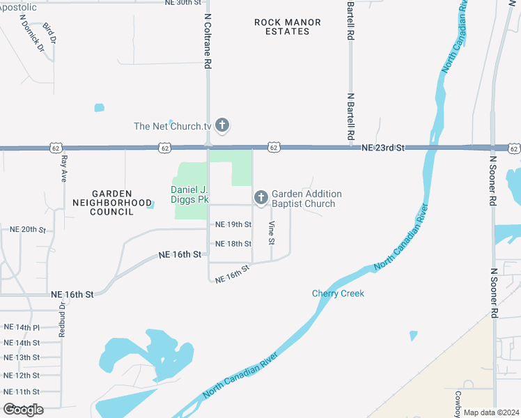 map of restaurants, bars, coffee shops, grocery stores, and more near 4308 Northeast 20th Street in Oklahoma City