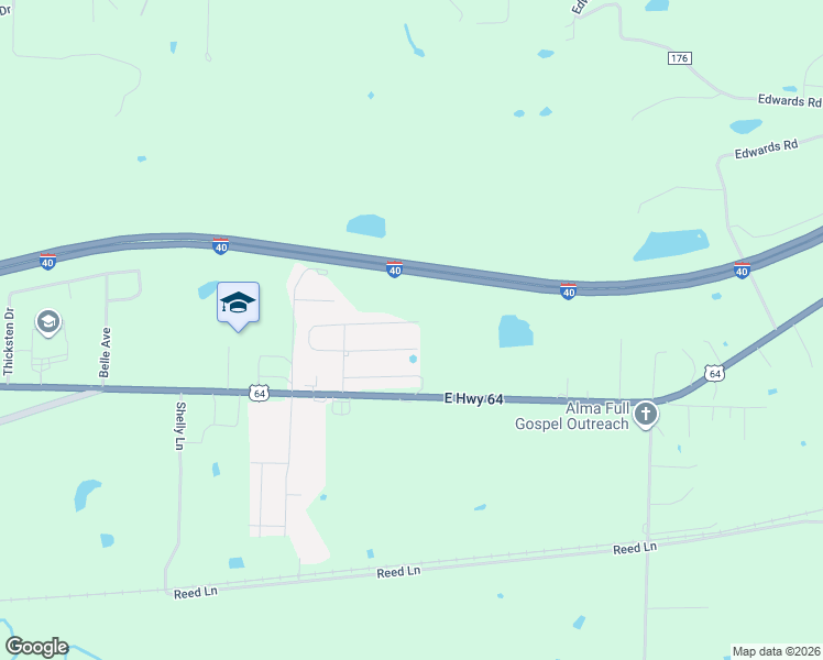 map of restaurants, bars, coffee shops, grocery stores, and more near 2021 Ingalls Lane in Alma
