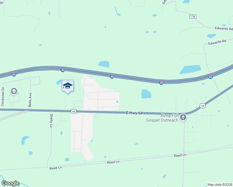 map of restaurants, bars, coffee shops, grocery stores, and more near 2021 Ingalls Lane in Alma