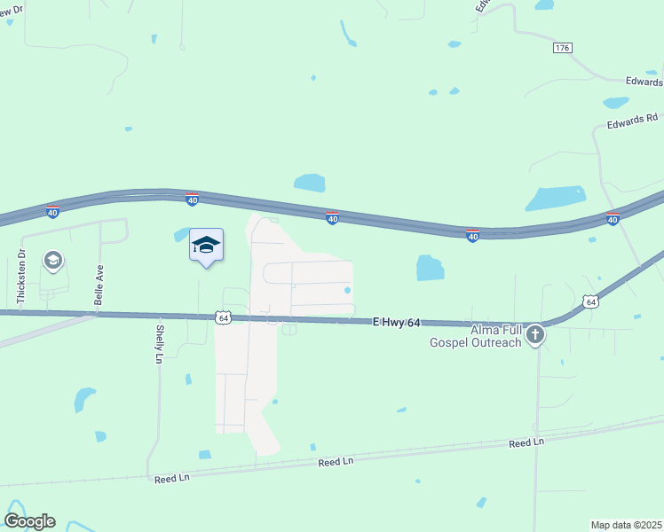 map of restaurants, bars, coffee shops, grocery stores, and more near 2015 Ingalls Lane in Alma