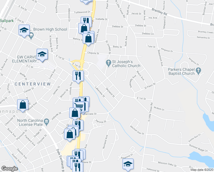 map of restaurants, bars, coffee shops, grocery stores, and more near 909 Skyland Street in Kannapolis