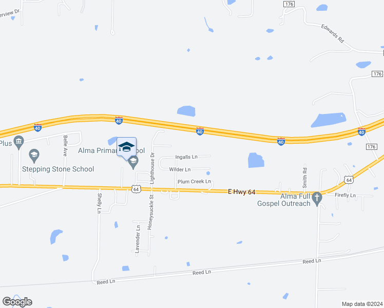 map of restaurants, bars, coffee shops, grocery stores, and more near 2006 Ingalls Lane in Alma