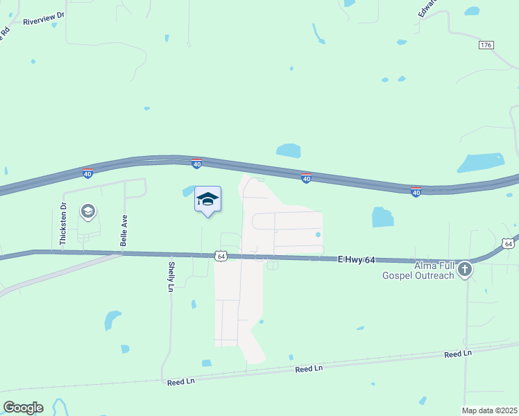 map of restaurants, bars, coffee shops, grocery stores, and more near 1829 Ingalls Lane in Alma