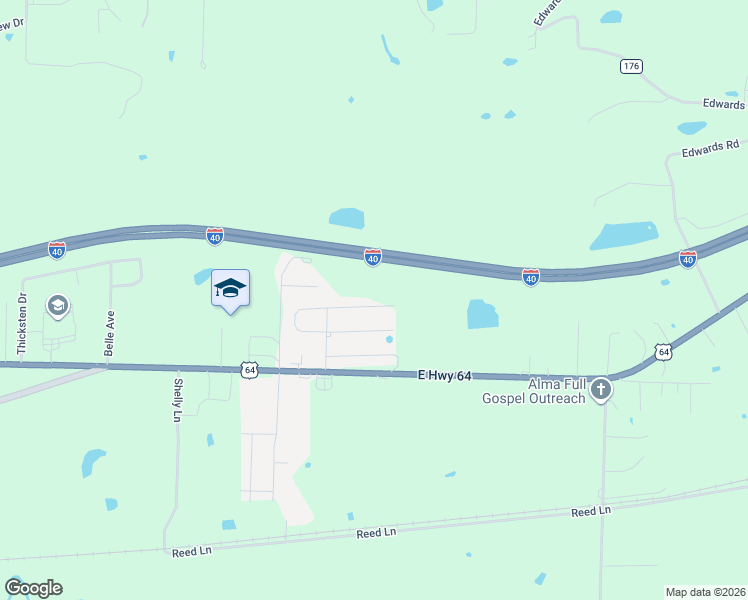 map of restaurants, bars, coffee shops, grocery stores, and more near 2021 Ingalls Lane in Alma