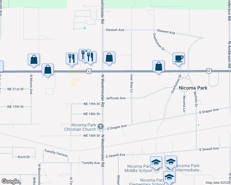 map of restaurants, bars, coffee shops, grocery stores, and more near 11100 Jeffords Avenue in Choctaw