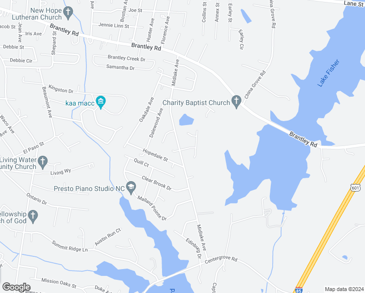 map of restaurants, bars, coffee shops, grocery stores, and more near 1264 Midlake Avenue in Kannapolis