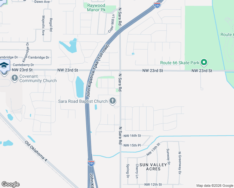 map of restaurants, bars, coffee shops, grocery stores, and more near 10600 Northwest 20th Street in Yukon