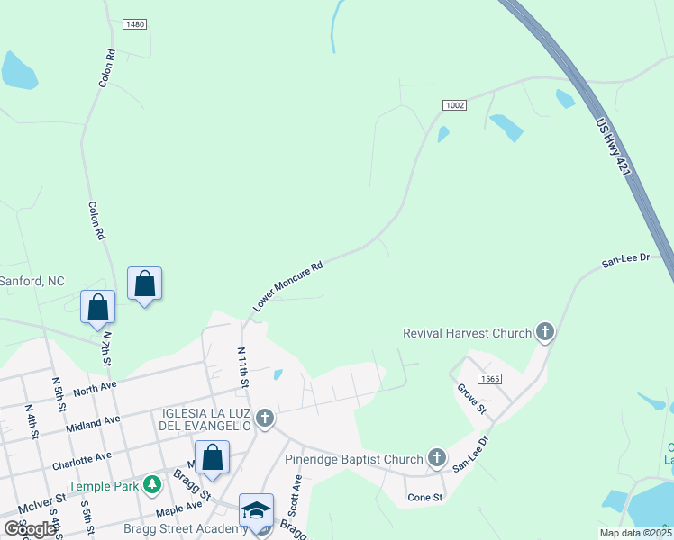map of restaurants, bars, coffee shops, grocery stores, and more near in Sanford