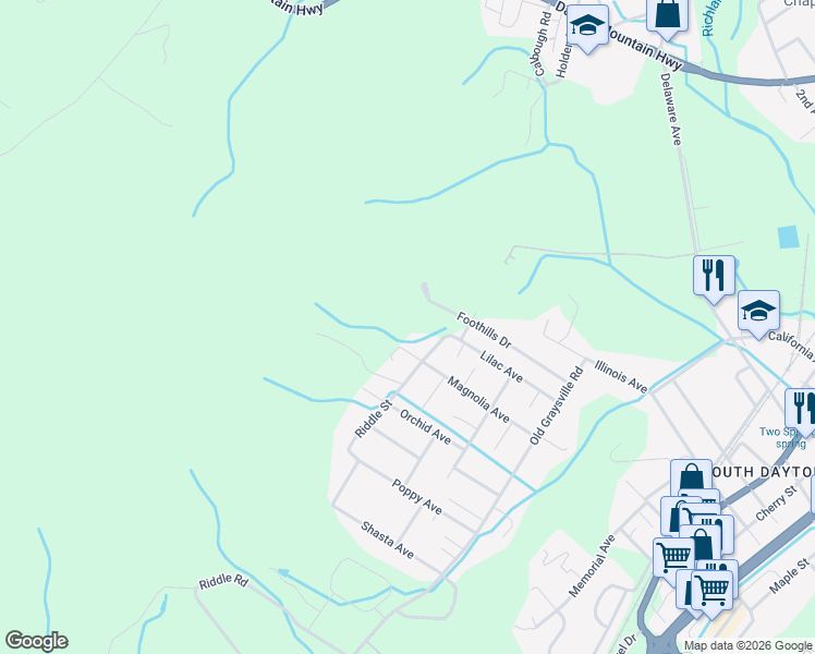 map of restaurants, bars, coffee shops, grocery stores, and more near 428 Magnolia Avenue in Dayton
