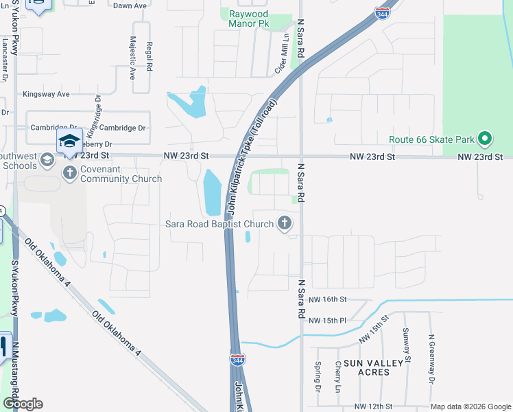 map of restaurants, bars, coffee shops, grocery stores, and more near 10808 Northwest 21st Street in Yukon