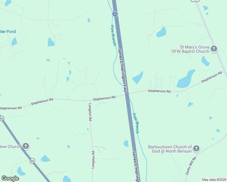 map of restaurants, bars, coffee shops, grocery stores, and more near 1006 Stephenson Road in Benson