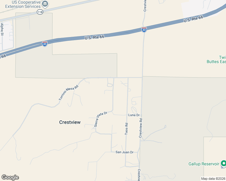 map of restaurants, bars, coffee shops, grocery stores, and more near 12 Sierra Vista Drive in Gallup