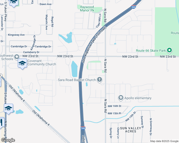 map of restaurants, bars, coffee shops, grocery stores, and more near 10802 Northwest 21st Street in Yukon