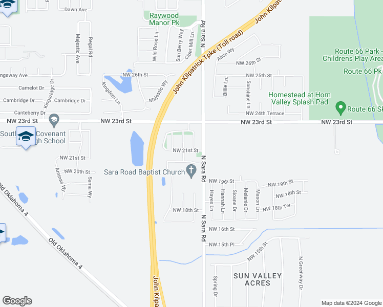 map of restaurants, bars, coffee shops, grocery stores, and more near 10610 Northwest 21st Street in Yukon