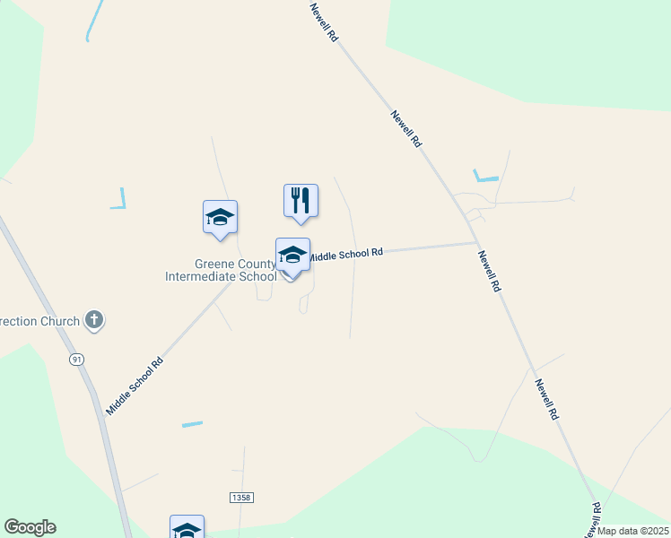 map of restaurants, bars, coffee shops, grocery stores, and more near 820 Middle School Road in Snow Hill