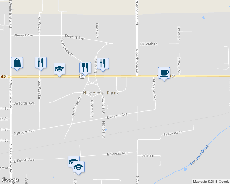 map of restaurants, bars, coffee shops, grocery stores, and more near 2255 East Meyer Circle in Nicoma Park