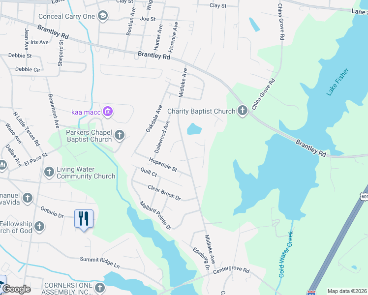 map of restaurants, bars, coffee shops, grocery stores, and more near 1284 Midlake Avenue in Kannapolis