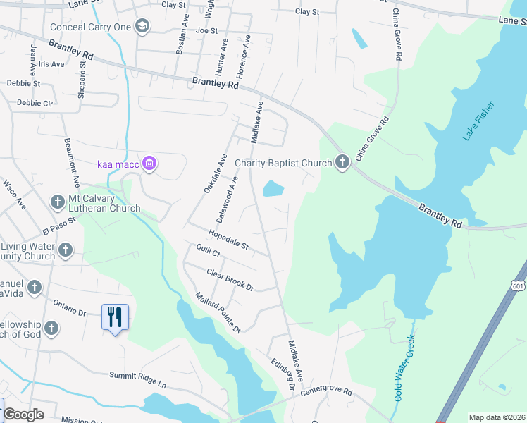 map of restaurants, bars, coffee shops, grocery stores, and more near 1284 Midlake Avenue in Kannapolis
