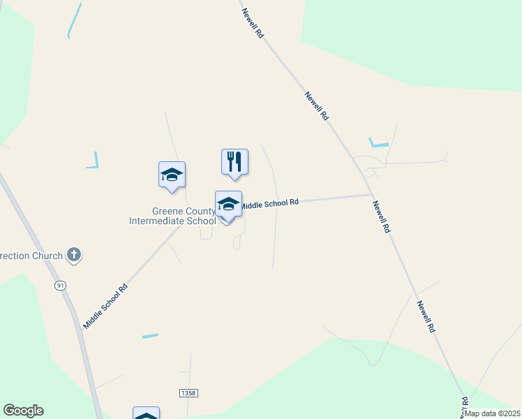 map of restaurants, bars, coffee shops, grocery stores, and more near 820 Middle School Road in Snow Hill