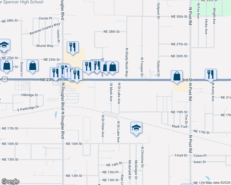 map of restaurants, bars, coffee shops, grocery stores, and more near 2201 North Saint Luke Avenue in Oklahoma City