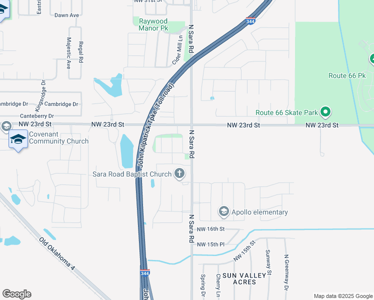 map of restaurants, bars, coffee shops, grocery stores, and more near 2202 Starwood Way in Yukon