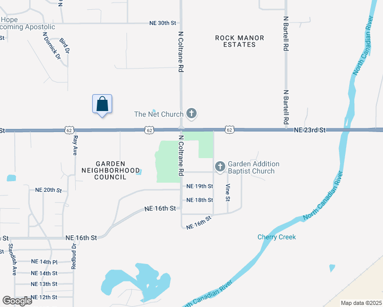 map of restaurants, bars, coffee shops, grocery stores, and more near 2201 North Coltrane Road in Oklahoma City