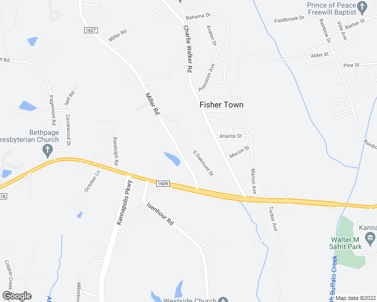 map of restaurants, bars, coffee shops, grocery stores, and more near 5625 South Oakmont Street in Kannapolis