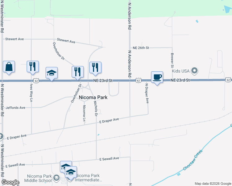 map of restaurants, bars, coffee shops, grocery stores, and more near 2255 East Meyer Circle in Nicoma Park