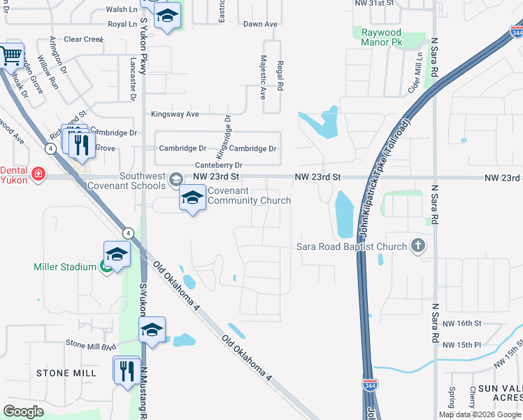 map of restaurants, bars, coffee shops, grocery stores, and more near 11024 North West 22nd Street in Yukon