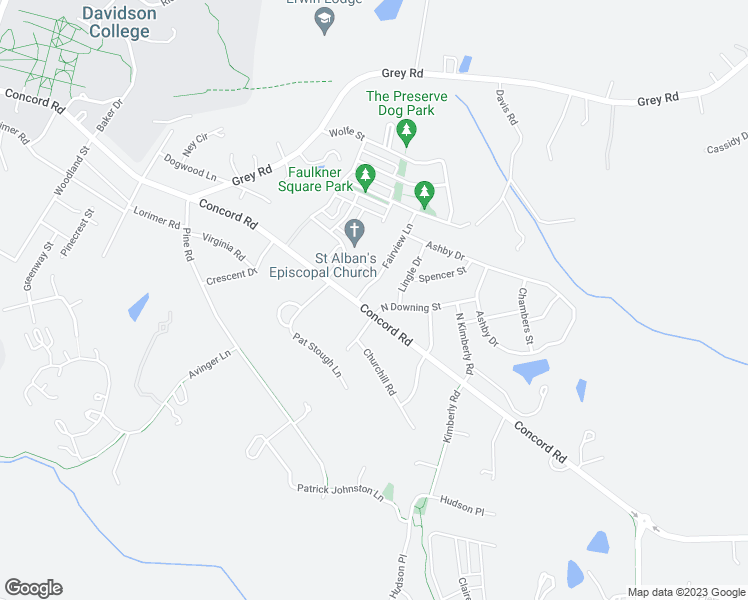 map of restaurants, bars, coffee shops, grocery stores, and more near 917 Concord Road in Davidson