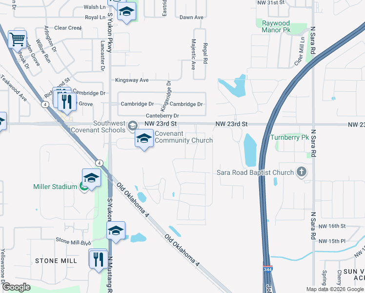 map of restaurants, bars, coffee shops, grocery stores, and more near 2209 Marjorie Lane in Yukon