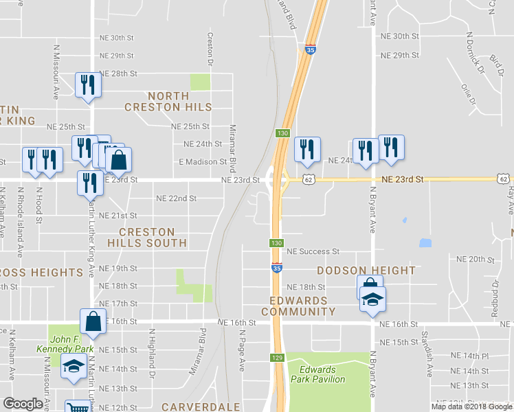 map of restaurants, bars, coffee shops, grocery stores, and more near 2500 Byron Court in Oklahoma City