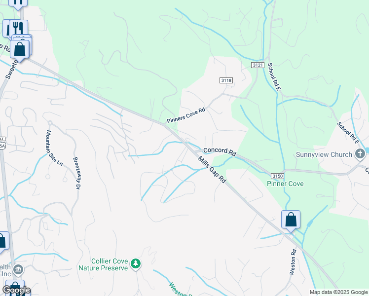 map of restaurants, bars, coffee shops, grocery stores, and more near 4 Surrey Run in Asheville