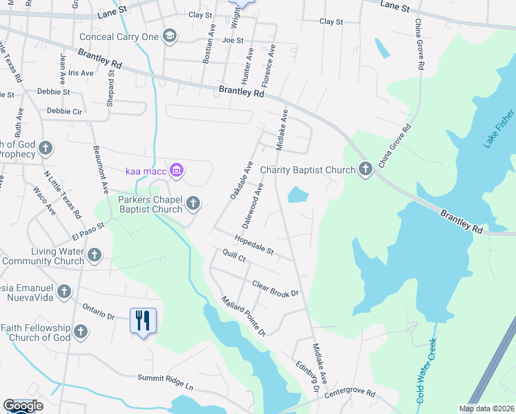 map of restaurants, bars, coffee shops, grocery stores, and more near 2216 Crosswinds Court in Kannapolis