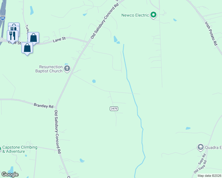 map of restaurants, bars, coffee shops, grocery stores, and more near 5493 Whiting Avenue in Kannapolis