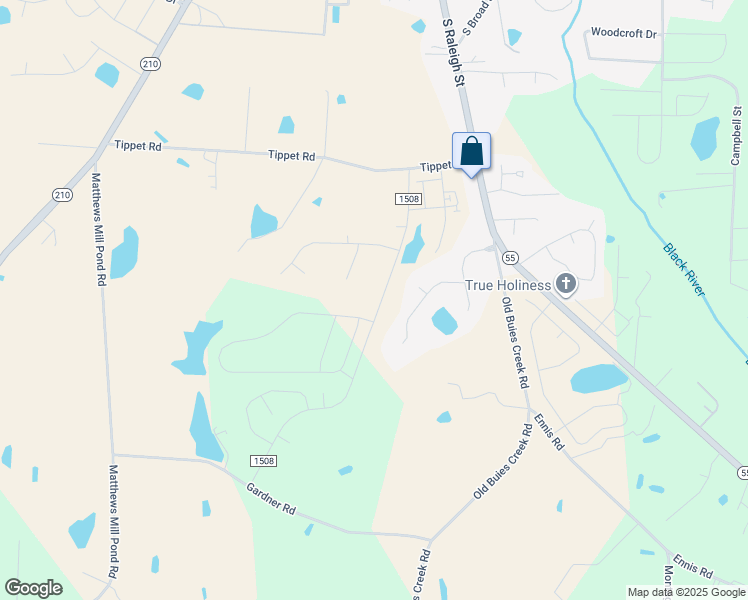map of restaurants, bars, coffee shops, grocery stores, and more near 326 Roy Adams Rd in Angier