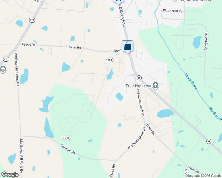 map of restaurants, bars, coffee shops, grocery stores, and more near 31 Brookneal Circle in Angier