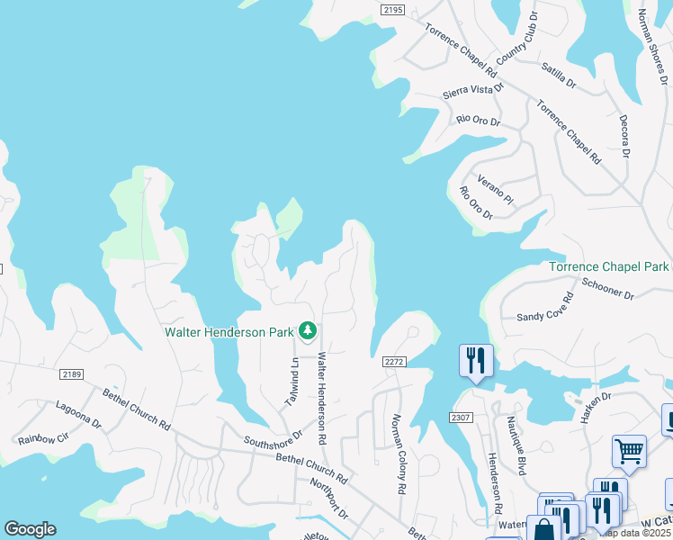 map of restaurants, bars, coffee shops, grocery stores, and more near in Cornelius