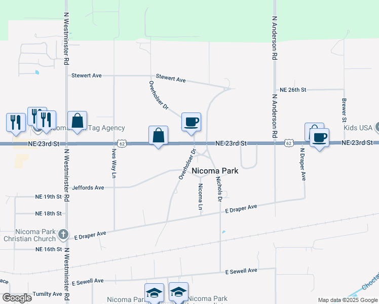 map of restaurants, bars, coffee shops, grocery stores, and more near in Nicoma Park
