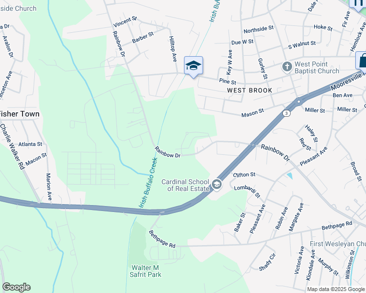 map of restaurants, bars, coffee shops, grocery stores, and more near 1460 Rainbow Drive in Kannapolis