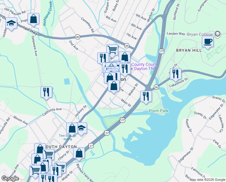 map of restaurants, bars, coffee shops, grocery stores, and more near 283 1st Avenue in Dayton