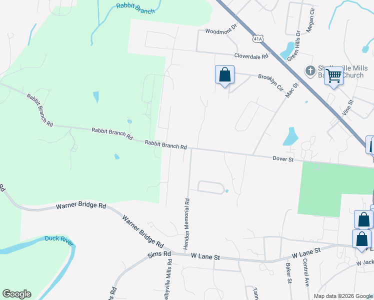 map of restaurants, bars, coffee shops, grocery stores, and more near 101 Briar Patch Drive in Shelbyville